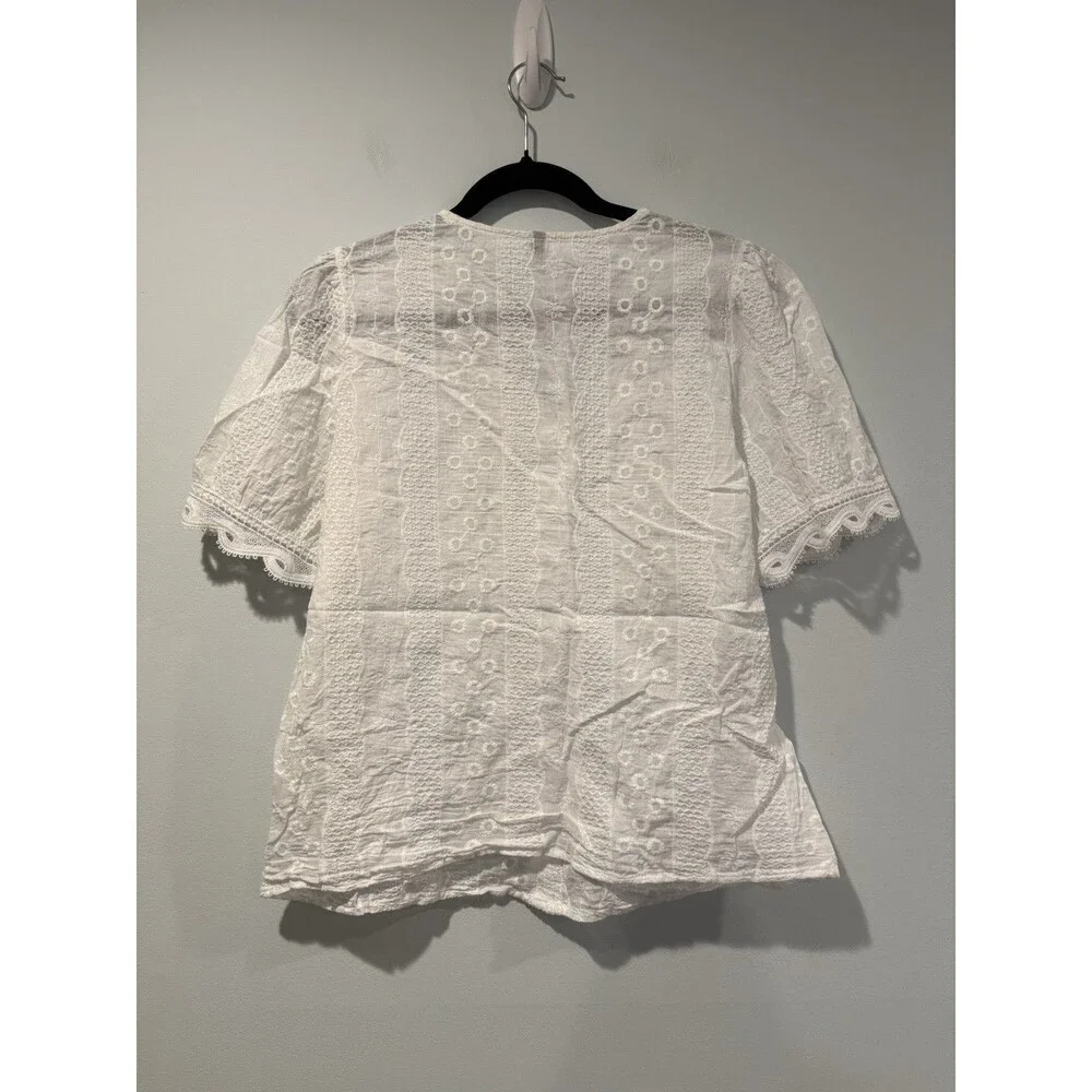 Sheer Embroidered Top Womens XL Boho Cottage Festival Coastal Travel Lightweight